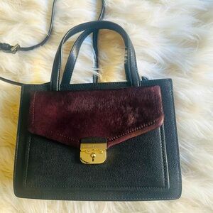 Kate Spade Zarinah Hyde Place Leather/Calf Hair Satchel Bag Handbag Purple Black